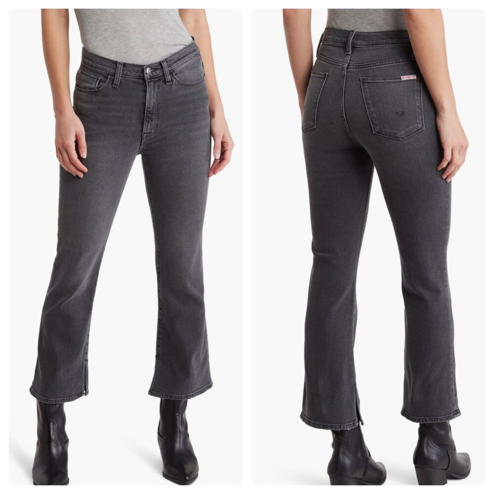 Hudson Bootcut Crop Jeans Women 27 Black Blair High Rise Raw Hem Western Classic